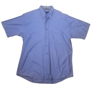 Pendleton Button Down Shirt Large Blue Check Broadway Cloth Cotton Short Sleeve